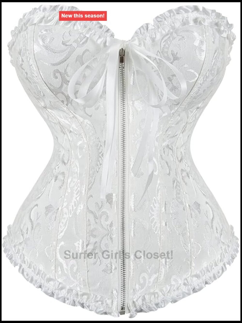 Lace Up Corset Top Front Zipper Shapewear Hourglass